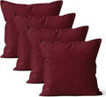 Encasa XO Throw Pillow Covers 18x18 in Set of 4 Rich Maroon | No Inserts | Cotton Pillow Covers for Living Room, Bed, Sofa, Couch | Decorative Cushion Covers with Improved Zipper