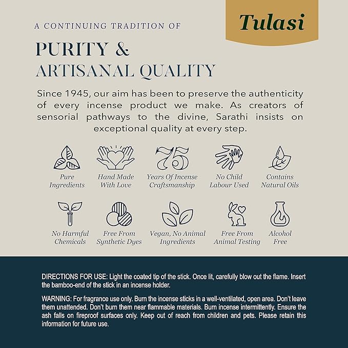 Tulasi Palo Santo Smudge Incense Sticks Pack – 48 Natural Smudge Sticks (6 Boxes x 8) | Long Burning (55 Min) | Aromatherapy, Spiritual Cleansing, Meditation, Air Purifying Incense | Thanks Giving