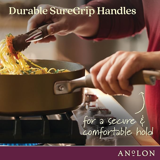 Anolon Advanced Home Hard Anodized Nonstick Cookware/Pots and Pans Set, 9 Piece - Bronze