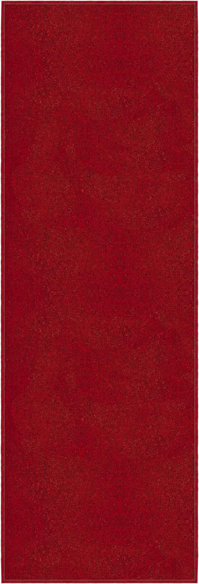 Ottomanson 2' x 6' Ultra-Thin Hallway Runner Rug - Durable Non-Slip Carpet for High-Traffic Areas - Fits Under Doors for Seamless Entry - Ideal for Kitchen, Entryway, Bedroom & Living Room, Red