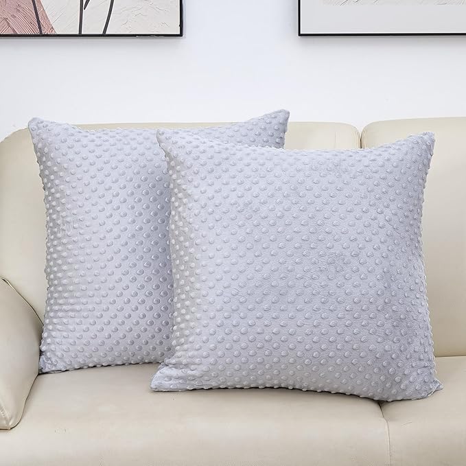 2 Packs Throw Pillow Covers, Neutral Decorative Couch Pillow Cover for Living Room Bed Sofa Rustic Farmhouse Boho Home Decor, Soft Plush Cushion Case Slipcover (Gray, 22"x 22")