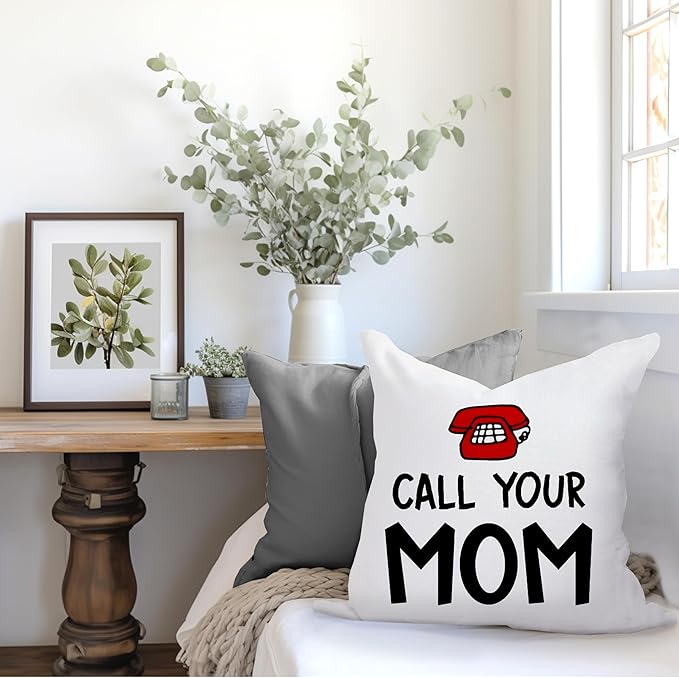 College Dorm Decor, Funny Call Your Mom Pillow Covers 18x18 Double-Sided,Dorm Room Accessories, Gifts for College Students Girls Boys Freshmen,Back to School Gifts for Students