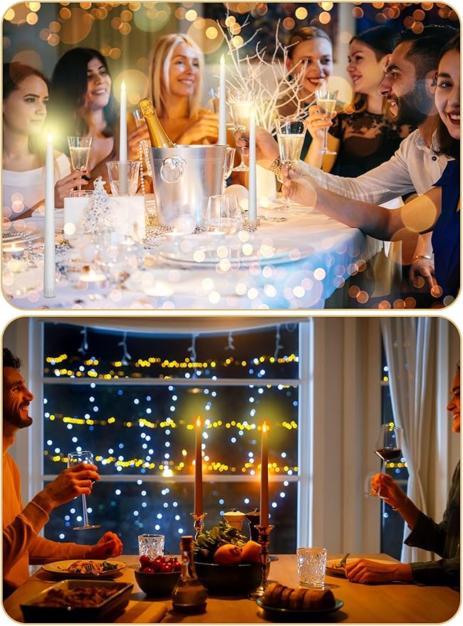 Treela 36 Pieces Flameless Taper Candles 11 Inch Flickering Faux LED Battery Operated Electric Fake Candles for Christmas Halloween Birthday Wedding Party Supplies(White)