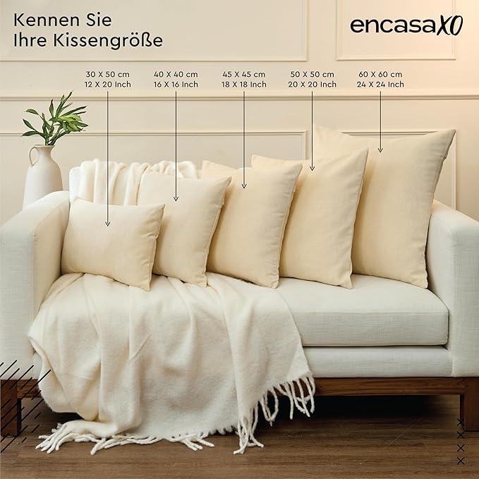 Encasa XO Throw Pillow Covers 18x18 in Set of 2 B Grey | No Inserts | Cotton Pillow Covers for Living Room, Bed, Sofa, Couch | Decorative Cushion Covers with Improved Zippers