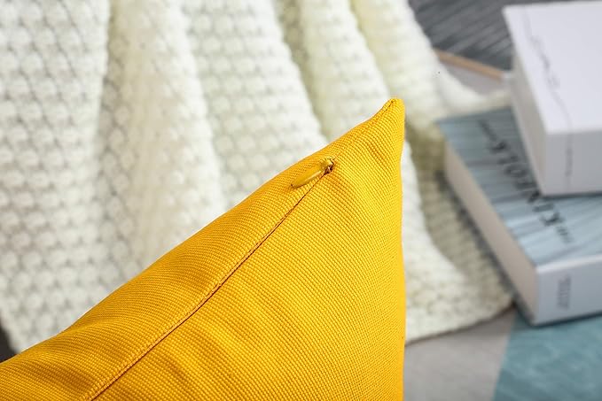 TangDepot Handmade Decorative Solid 100% Cotton Canvas Throw Pillow Covers/Pillow Shams, (24" x24" , Gold Yellow, 1 Count (Pack of 1))
