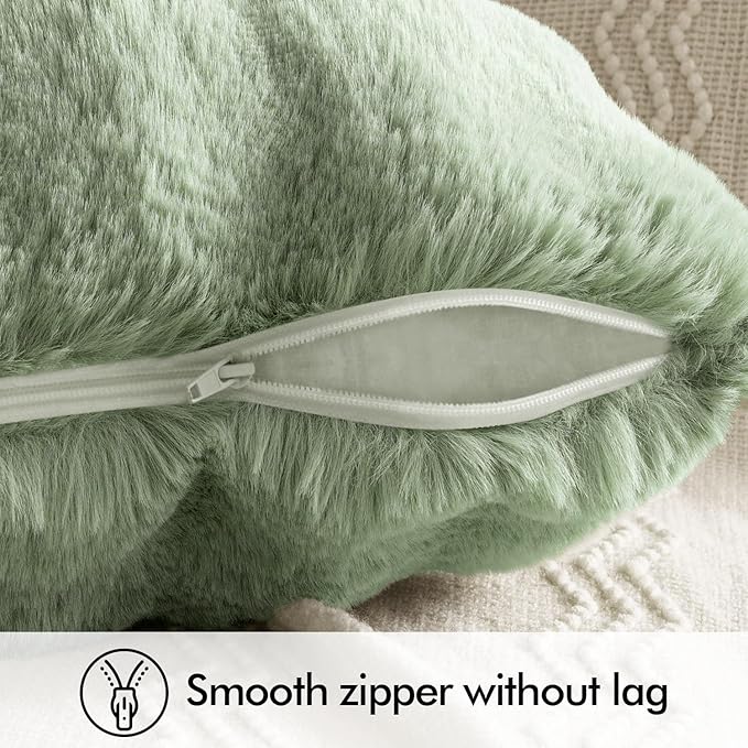 MIULEE Pack of 2 Decorative Pillow Covers Thick Soft Plush Faux Fur Throw Pillows Luxury Home Decor for Couch Bedroom Living Room Sofa,20x20 Inch Sage Green