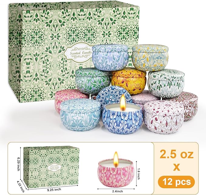 12 Pack Scented Candles Gifts for Women, Natural Soy Candles for Home Scented, Aromatherapy Candle Set Gift for Women, Men, Friends Birthday, Anniversary
