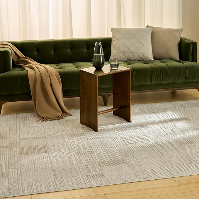 Nourison Nordic Ivory Beige 4' x 6' Scandinavian Area Rug - Easy Clean, Non Shedding, Bed Room, Living Room, Dining Room, Kitchen (4' x 6')
