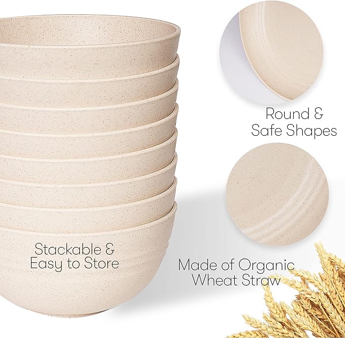 Wheat Straw Dinnerware Sets | Unbreakable Dinnerware Sets | Dishwasher Microwave Safe Dinnerware | Eco Friendly Non Breakable Dinnerware Sets | RV Outdoor Camping (Beige, Service for 8 (32 pcs))
