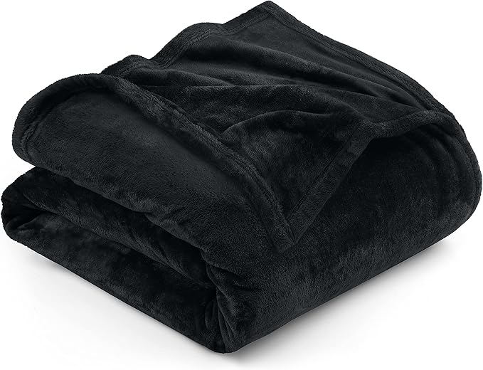 Utopia Bedding Fleece Blanket California King Size Black 300GSM Luxury Fuzzy Soft Anti-Static Microfiber Bed Blanket (102x96 Inch)