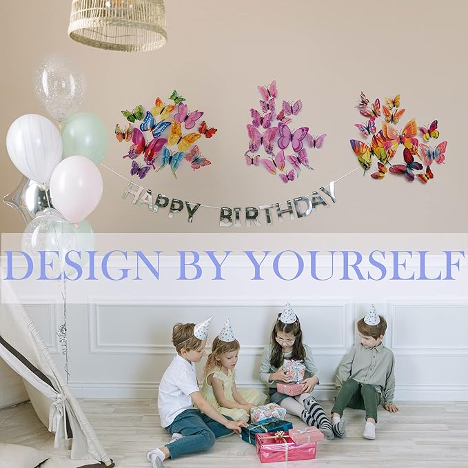 Butterfly Wall Decor 24/48 PCS, 3D Butterflies Stickers for Party Decorations with Magnets(Colorful, 24)