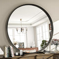 48 inch Round Bathroom Mirror, Black Metal Deep Frame Wall Mounted Circle Mirror for Wall Decor, Living Room, Vanity, Entryway, Hanging or Leaning