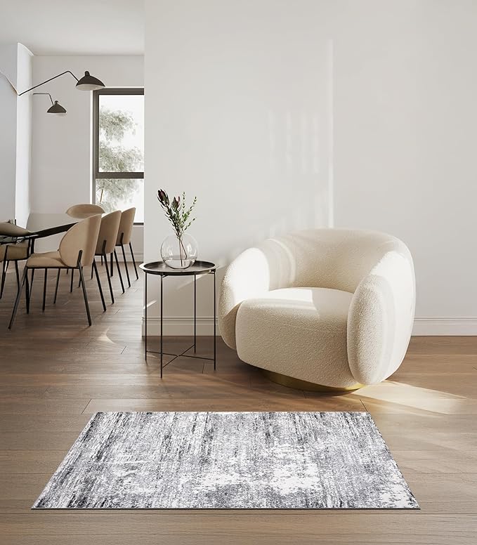 Keen Home Design Area Rugs - 3x5 Non-Shedding, Abstract Rugs for Kitchen, Living Room, Bedroom, Dining Room, Entryway - Size: 3' x 5', Abstract Cream/Grey