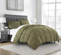 Chezmoi Collection 2-Piece All Season Twin Comforter Set Olive Green, Soft Quilted Down Alernative Duvet Insert with Corner Tabs, Lightweight Microfiber Bedding, 64 x 88 Inches