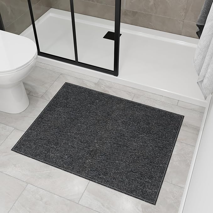 Ottomanson 2'7" x 3' Ultra-Thin Entryway Rug - Durable Non-Slip Mat for High-Traffic Areas - Fits Under Doors for Easy Entry - Ideal for Front Door, Hallway, Kitchen, Bathroom & Mudroom, Black