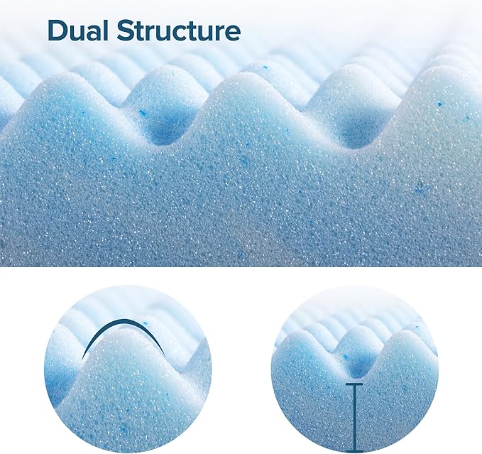 ZINUS 2 Inch Swirl Gel Cooling Memory Foam Mattress Topper, Smaller, More Convenient WonderBox Packaging, Cooling, Airflow Design, CertiPUR-US Certified, Queen