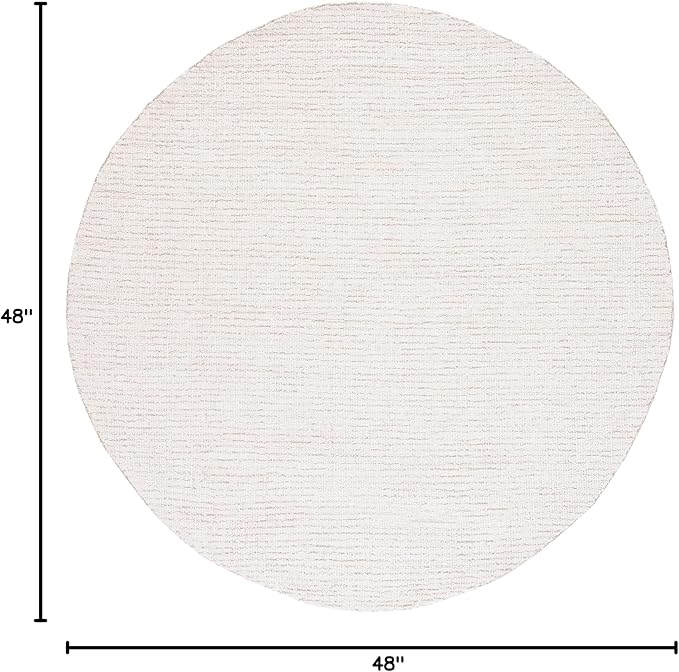 SAFAVIEH Abstract Collection Area Rug - 4' Round, Ivory & Beige, Handmade Wool, Ideal for High Traffic Areas in Living Room, Bedroom (ABT468E)