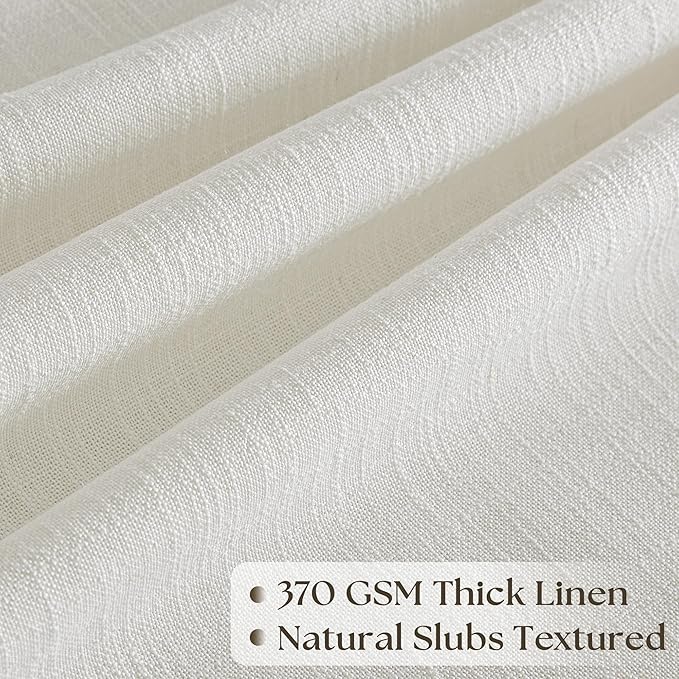 102 Inch Long Curtains Pinch Pleat Linen Curtains for Living Room Bedroom Cream White Light Filtering Privacy Neutral 102 Inch Pleated Drapes Hooks Rings Back Tab for Window Sliding Door 1 Panel