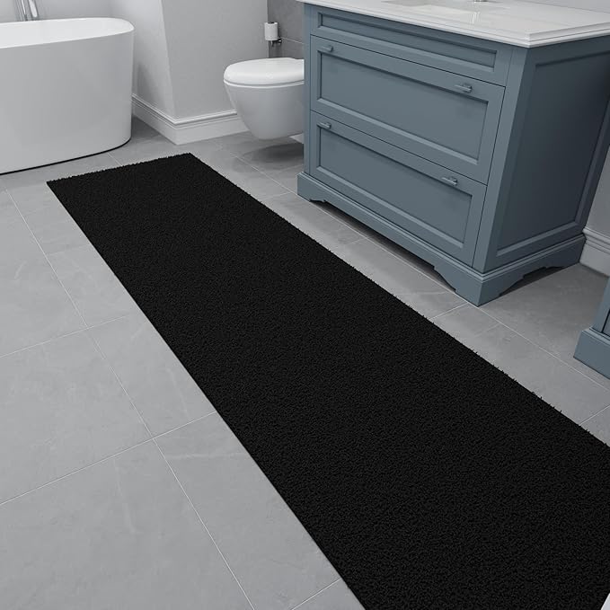 Ottomanson 3' x 14' Shaggy Runner Rug - Plush & Cozy Non-Slip Carpet for Bedroom, Living Room, Bathroom & Entryway - Durable & High-Traffic Friendly for Hallways & Dorms, Black