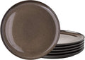 LERATIO Ceramic Plates Set of 6, 8.5 Inch Reactive Glaze Light Weight Porcelain Salad Plates,Modern Shape Dinnerware Dishes Set for Microwave&Dishwasher &Oven Safe,Scratch Resistant-Chestnut