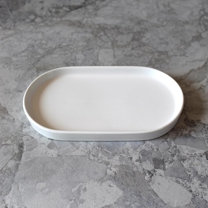 Elegant Ceramic Kitchen Sink Caddy, Bathroom Countertop Tray, Ceramic Vanity Tray - Durable, Heat-Resistant Design for Keys, Jewelry, and More - Dishwasher Safe, 19cm x 10.5cm x 2cm