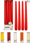BOLSIUS Red Taper Candles - 4 Pack Unscented 10 Inch Dinner Candle Set - 8 Hours Burn Time - Premium European Quality - Smokeless and Dripless Household, Wedding, Party, and Home Decor Candlesticks