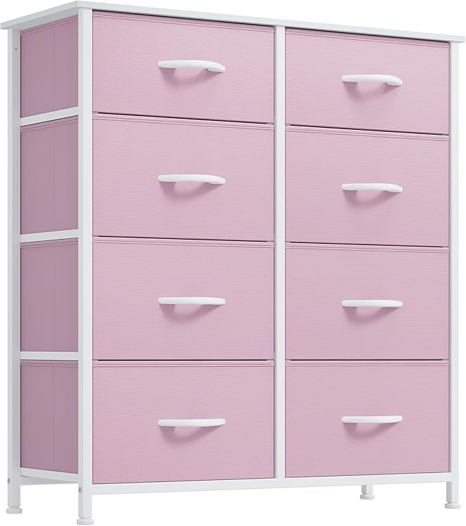 YITAHOME Double Dresser, Fabric Dresser with 8 Drawers, Chest of Drawers for Closet, Living Room, Sturdy Steel Frame, Wooden Top, Easy Pull Handle