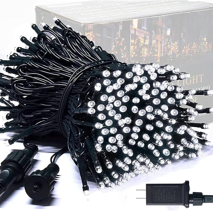 JMEXSUSS 250 LED White Christmas Lights Outdoor, 91.5ft Extendable White String Lights Indoor, Christmas Tree Lights with 8 Modes for Room Garden Patio Wedding Party Christmas Decorations