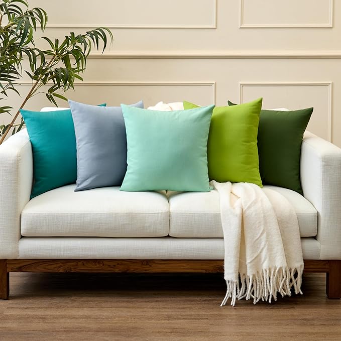 Encasa XO Throw Pillow Covers 16x16 in Set of 2 Lime Green | No Inserts | Cotton Pillow Covers for Living Room, Bed, Sofa, Couch | Decorative Cushion Covers with Improved Zippers