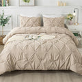 Andency Full Comforter Set Khaki, 3 Pieces Pinch Pleat Bedding Comforters & Sets, Pintuck Lightweight Fluffy All Season Bed Set for Women Men Girls(79x90Inch)