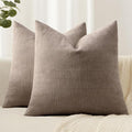 Woaboy Set of 2 Textured Throw Pillow Covers Decorative Soft Accent Square Chenille Pillowcases Neutral Farmhouse Cushions Modern Home Decor for Couch Sofa Bedroom Living Room 20x20 Inch, Light Taupe