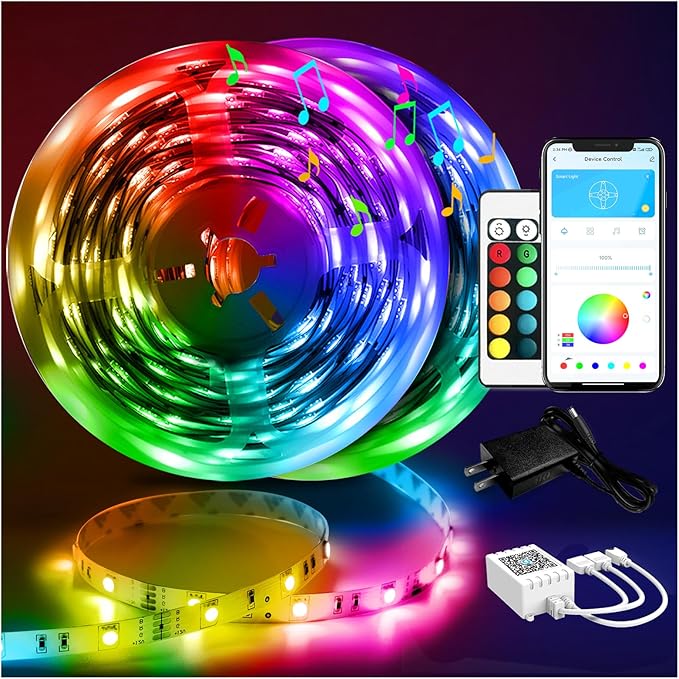 DAYBETTER Led Strip Lights 100 ft Smart with App Remote Control, 5050 RGB for Bedroom, Living Room, Home Decoration, Music Sync Color Changing for Room Party(2 Rolls of 50 ft)