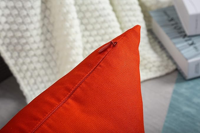 TangDepot Handmade Decorative Solid 100% Cotton Canvas Throw Pillow Covers/Pillow Shams, (28" x28" , Red Orange, 1 Count (Pack of 1))
