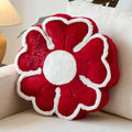 Flower Shaped Decorative Throw Pillow Cushion for Bed Couch, Cute Flower Plush Throw Pillows Home Decor Floor Pillow Seating Cushions (Burgundy, 17.7 Inches)