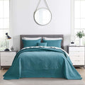 HZ & HY Oversized King Bedspread, Ultrasonic Coverlet Bedding Set, Lightweight Thin Comforter, Reversible, 5 Piece, 100% Microfiber, Lagoon
