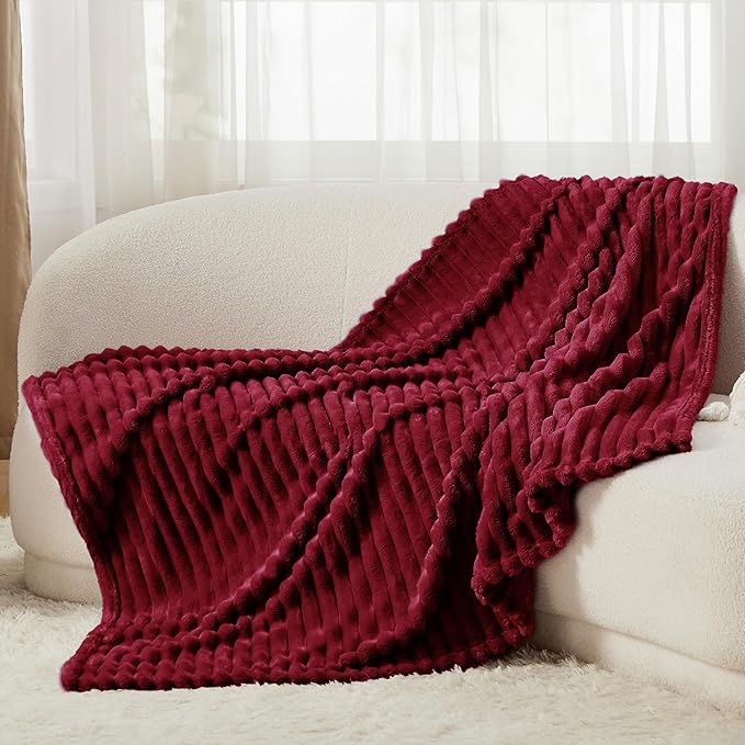 Bedsure GentleSoft Deep Red Fleece Blanket for Couch - Cozy Soft Blankets for Women, Cute Small Throws for Girls, 60x80 Inches