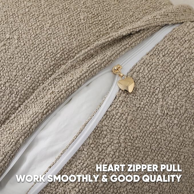 HAUSSY Set of 2 24x24 Decorative Throw Pillow Covers, Soft Cozy European Pillow Shams Textured Boucle, Home Decor for Couch Bed Living Room, Oatmeal