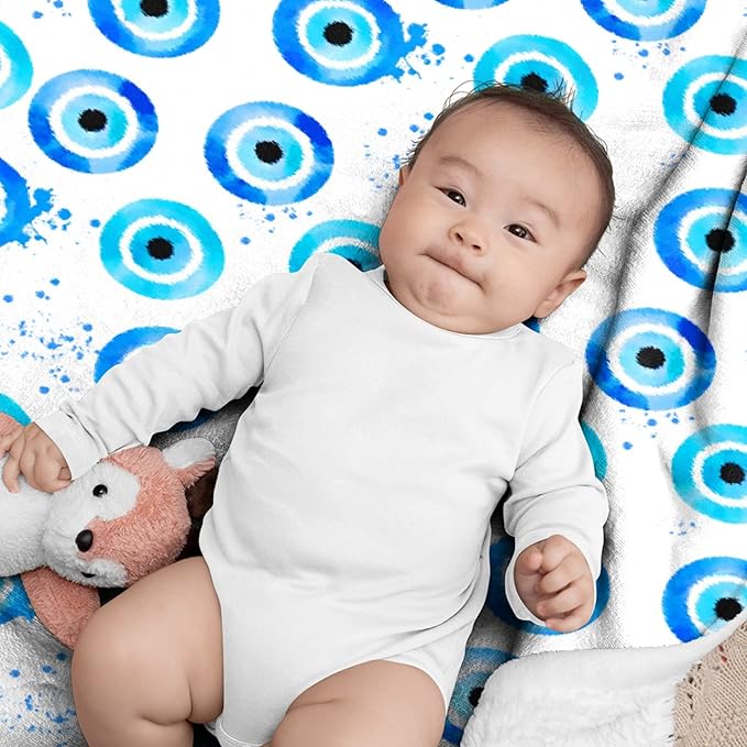 Evil Eye Blanket | Evil Eye Decor Gifts | Magic Evil Eye Plush Throw Blanket for Toddlers Kids | Ultra Soft Cozy Lightweight Blanket for Couch Sofa Room | 90/inchx120/inch-Familys/King Size