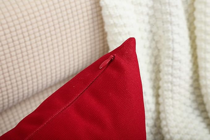 TangDepot Handmade Decorative Solid 100% Cotton Canvas Throw Pillow Covers /Pillow Shams, (16"x16", Christmas Red), 1 Count (Pack of 1)