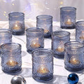 DEVI 24pcs Navy Blue Votive Candle Holders for Table Centerpieces, Blue Tealight Candle Holder for Bridal Shower Decorations, Boho Wedding Decorations for Home Party, Blue Sunflower Decor