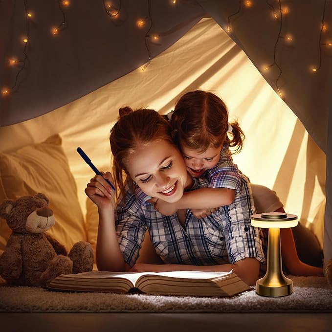 O’Bright Portable LED Table Lamp with Touch Sensor, 3-Levels Brightness, Rechargeable Battery Up to 48 Hours Usage, Night Light for Kids Nursery, Nightstand Lamp, Bedside Lamp (Silver)