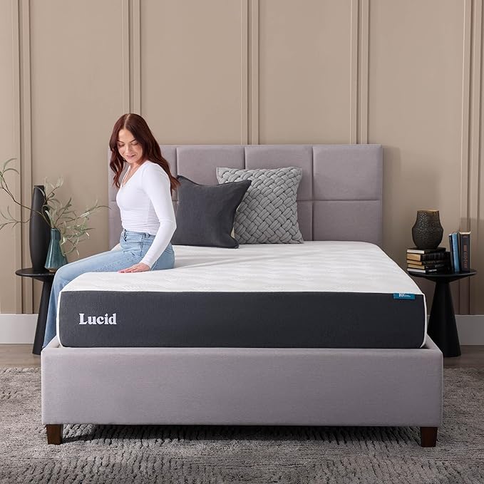 Lucid 10 Inch Memory Foam Mattress - Medium Feel - Infused with Refreshing Bamboo Charcoal and Cooling Gel - Bed in a Box - Temperature Regulating - Pressure Relief - Breathable - Full Size