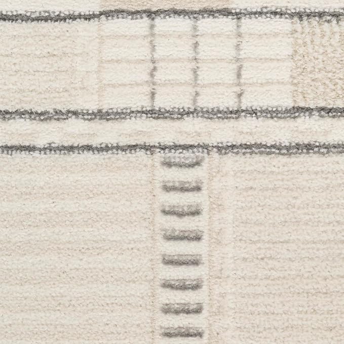 Nourison Home Nordic Ivory Grey 2' x 6' Scandinavian Area Rug - Easy Clean, Non Shedding, Bed Room, Living Room, Dining Room, Kitchen (6' Runner)