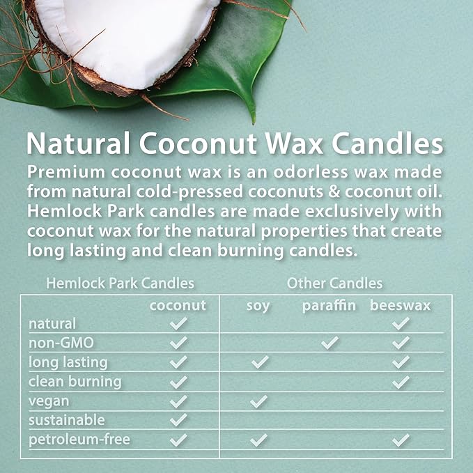 Hemlock Park Amber & Gold Wood Wick Candle Handcrafted with Natural Coconut Wax (Standard 7.2 oz, Palo Santo)