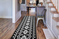 Custom Length Cut to Size Tribal Ethnic Southwestern Inspired Hallway Runner Rug, Non Slip Rubber Backed, 31 inch Wide X Customized Length, Aztec Black, 31 inch X 35 feet