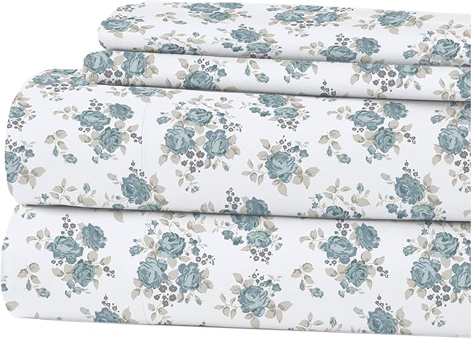 Modern Threads Printed 3-Piece Extra Soft Bedding Sheets & Pillowcase Set, Deep Pocket up to 16 inch Mattress Forever Roses Twin