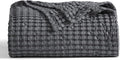 Bedsure Cooling Cotton Waffle Twin XL Blanket - Lightweight Breathable Blanket of Rayon Derived from Bamboo for Hot Sleepers, Luxury Throws for Bed, Couch and Sofa, Dark Grey, 66x90 Inches