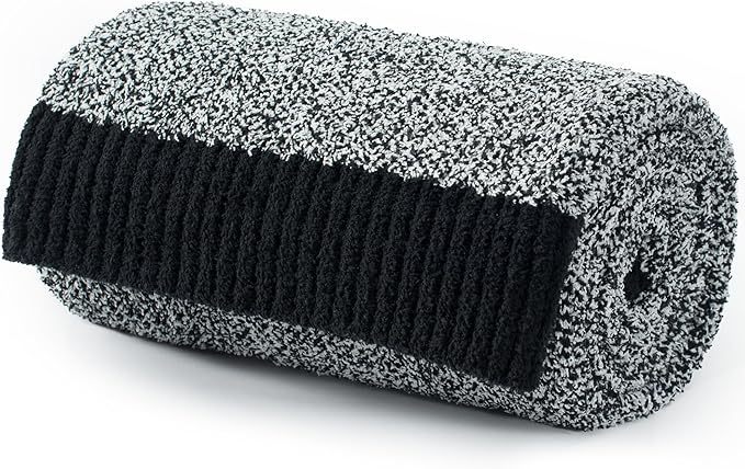 Carriediosa Heather Throw Blanket 50" X 60", 400GSM Ultra Soft Microfiber Fuzzy Fluffy Reversible Knitted Blankets Cozy Plush Lightweight and Warm Fall Throws for Couch, Bed, Sofa, Black