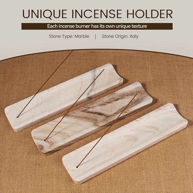 Koville Marble Incense Holder, Incense Holder for Sticks, Incense Sticks Holder Ash Catcher for Meditation Yoga SPA, Natural Stone Incense Burner, Home Table Decor