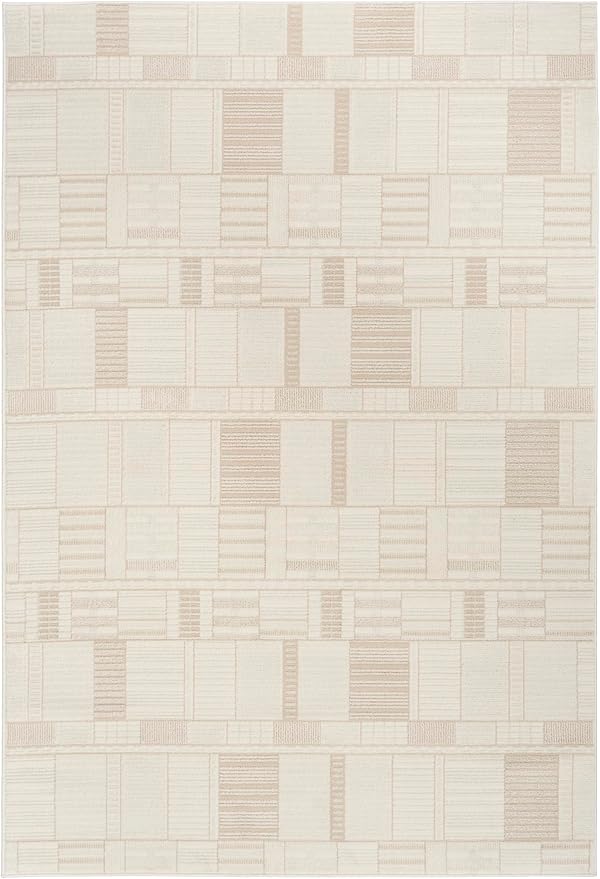 Nourison Nordic Ivory Beige 4' x 6' Scandinavian Area Rug - Easy Clean, Non Shedding, Bed Room, Living Room, Dining Room, Kitchen (4' x 6')